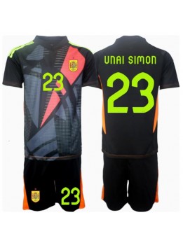 Billige Spania Unai Simon #23 Keeper Bortedraktsett Barn EM 2024 Kortermet (+ Korte bukser)